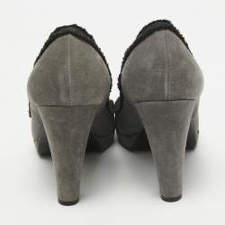 Marc by Marc Jacobs Grey/Black Suede Peep Toe Platform Pumps Size 37