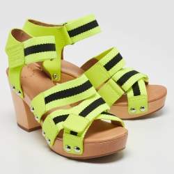 مملوكة مسبقًا Marc by Marc Jacobs Green Canvas and Leather Ankle Strap Sandals Size 37