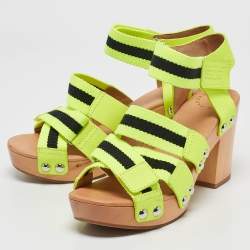 مملوكة مسبقًا Marc by Marc Jacobs Green Canvas and Leather Ankle Strap Sandals Size 37