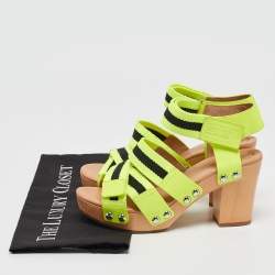 مملوكة مسبقًا Marc by Marc Jacobs Green Canvas and Leather Ankle Strap Sandals Size 37
