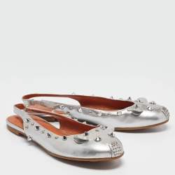 Marc by Marc Jacobs Silver Leather Slingback Flats Size 37