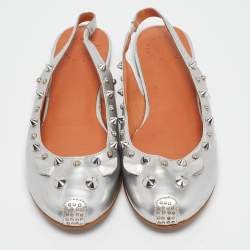 Marc by Marc Jacobs Silver Leather Slingback Flats Size 37