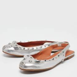 Marc by Marc Jacobs Silver Leather Slingback Flats Size 37