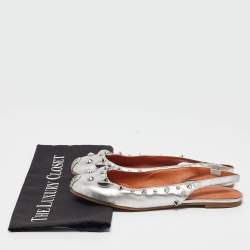 Marc by Marc Jacobs Silver Leather Slingback Flats Size 37