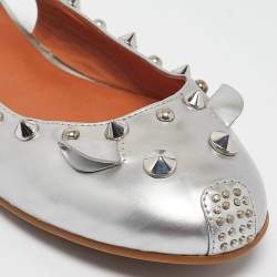 Marc by Marc Jacobs Silver Leather Slingback Flats Size 37