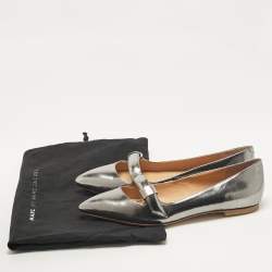 Pre Owned Marc by Marc Jacobs Silver Leather Ballet Flats Size 37.5