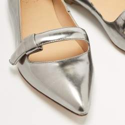Pre Owned Marc by Marc Jacobs Silver Leather Ballet Flats Size 37.5