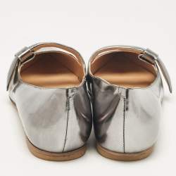 Pre Owned Marc by Marc Jacobs Silver Leather Ballet Flats Size 37.5