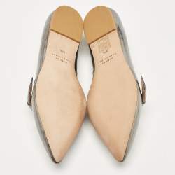 Pre Owned Marc by Marc Jacobs Silver Leather Ballet Flats Size 37.5