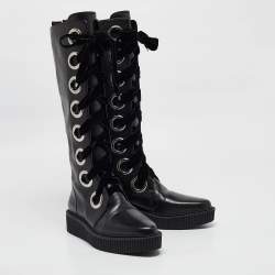 مملوكة مسبقًا Marc by Marc Jacobs Black Leather Knee Length Boots Size 39