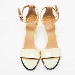 Marc by Marc Jacobs Beige/Yellow Patent Leather Ankle Strap Sandals Size 40