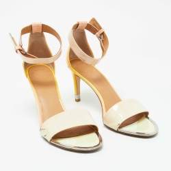 Marc by Marc Jacobs Beige/Yellow Patent Leather Ankle Strap Sandals Size 40