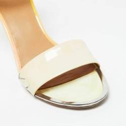 Marc by Marc Jacobs Beige/Yellow Patent Leather Ankle Strap Sandals Size 40