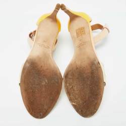 Marc by Marc Jacobs Beige/Yellow Patent Leather Ankle Strap Sandals Size 40