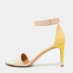 Marc by Marc Jacobs Beige/Yellow Patent Leather Ankle Strap Sandals Size 40