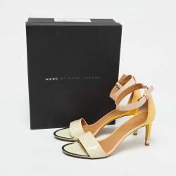 Marc by Marc Jacobs Beige/Yellow Patent Leather Ankle Strap Sandals Size 40