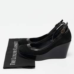 مملوكة مسبقًا Marc by Marc Jacobs Black Leather and Nubuck Leather Wedge Pumps Size 39
