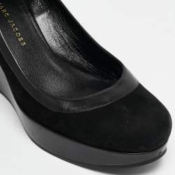 مملوكة مسبقًا Marc by Marc Jacobs Black Leather and Nubuck Leather Wedge Pumps Size 39
