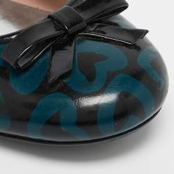Marc by Marc Jacobs Blue/Black Heart Patent Leather Bow Ballet Flats Size 36