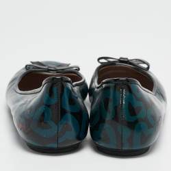 Marc by Marc Jacobs Blue/Black Heart Patent Leather Bow Ballet Flats Size 36