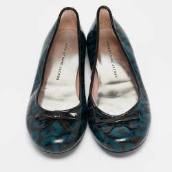 Marc by Marc Jacobs Blue/Black Heart Patent Leather Bow Ballet Flats Size 36