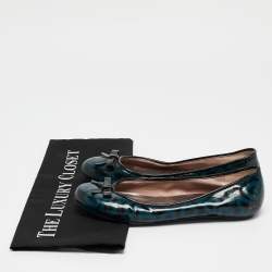 Marc by Marc Jacobs Blue/Black Heart Patent Leather Bow Ballet Flats Size 36