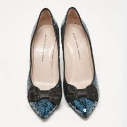 Marc by Marc Jacobs Blue/Black Sequins Block Heel Pumps Size 41