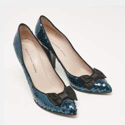 Marc by Marc Jacobs Blue/Black Sequins Block Heel Pumps Size 41