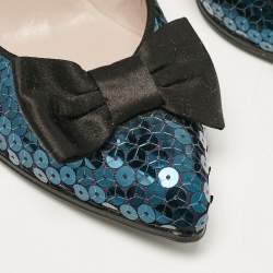Marc by Marc Jacobs Blue/Black Sequins Block Heel Pumps Size 41