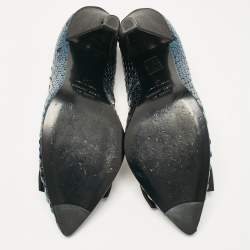 Marc by Marc Jacobs Blue/Black Sequins Block Heel Pumps Size 41