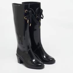 Pre Owned Marc by Marc Jacobs Black Rubber Rain Boots Size 37