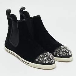 Marc by Marc Jacobs Black Suede Graham Studded High Top Sneakers Size 37