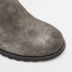 Marc By Marc Jacobs Silver Texture Suede Wedge Ankle Length Boots Size 37