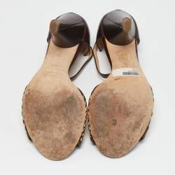 Marc by Marc Jacobs Brown/Gold Leather Ankle Strap Sandals Size 37.5