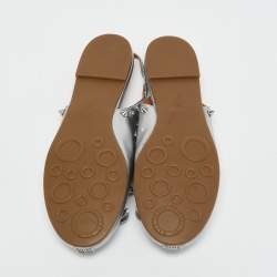 Marc by Marc Jacobs Silver Leather Studded Mouse Slingback Flats Size 37