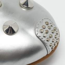 Marc by Marc Jacobs Silver Leather Studded Mouse Slingback Flats Size 37