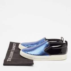 Marc by Marc Jacobs Blue/Black Python Embossed Leather Broome Sneakers Size 36