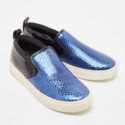 Marc by Marc Jacobs Blue/Black Python Embossed Leather Broome Sneakers Size 36
