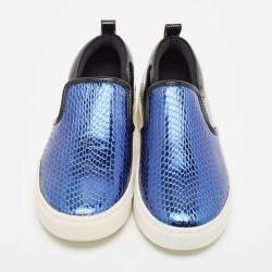 Marc by Marc Jacobs Blue/Black Python Embossed Leather Broome Sneakers Size 36