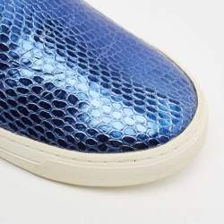 Marc by Marc Jacobs Blue/Black Python Embossed Leather Broome Sneakers Size 36