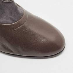 Marc by Marc Jacobs Grey Leather and Velvet V Ankle Length Boots Size 37