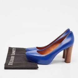 Marc by Marc Jacobs Blue Leather Block Heel Pumps Size 37