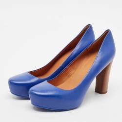 Marc by Marc Jacobs Blue Leather Block Heel Pumps Size 37
