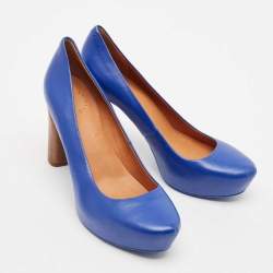 Marc by Marc Jacobs Blue Leather Block Heel Pumps Size 37
