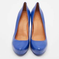 Marc by Marc Jacobs Blue Leather Block Heel Pumps Size 37