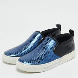 Marc by Marc Jacobs Blue Python Embossed Leather Broome Sneakers Size 36