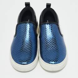 Marc by Marc Jacobs Blue Python Embossed Leather Broome Sneakers Size 36