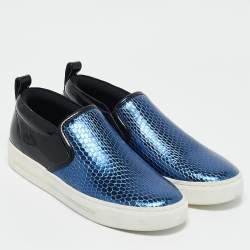 Marc by Marc Jacobs Blue Python Embossed Leather Broome Sneakers Size 36