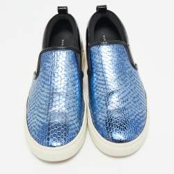 Marc by Marc Jacobs Blue/Black Python Embossed Leather Broome Sneakers Size 36