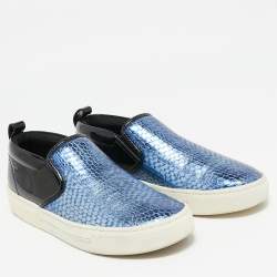 Marc by Marc Jacobs Blue/Black Python Embossed Leather Broome Sneakers Size 36